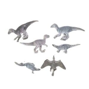 Lot of 6 Clear Small Dinosaur Toys Transparent Dinos Figurines Pterodactyl T-rex